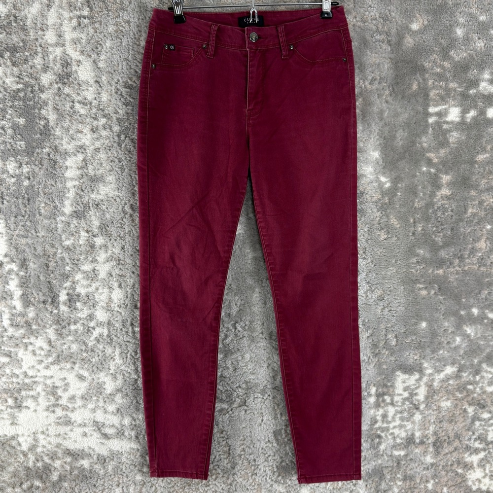 Curve Appeal Size 6 Skinny Stretch Denim Burgundy Long Pants Women
